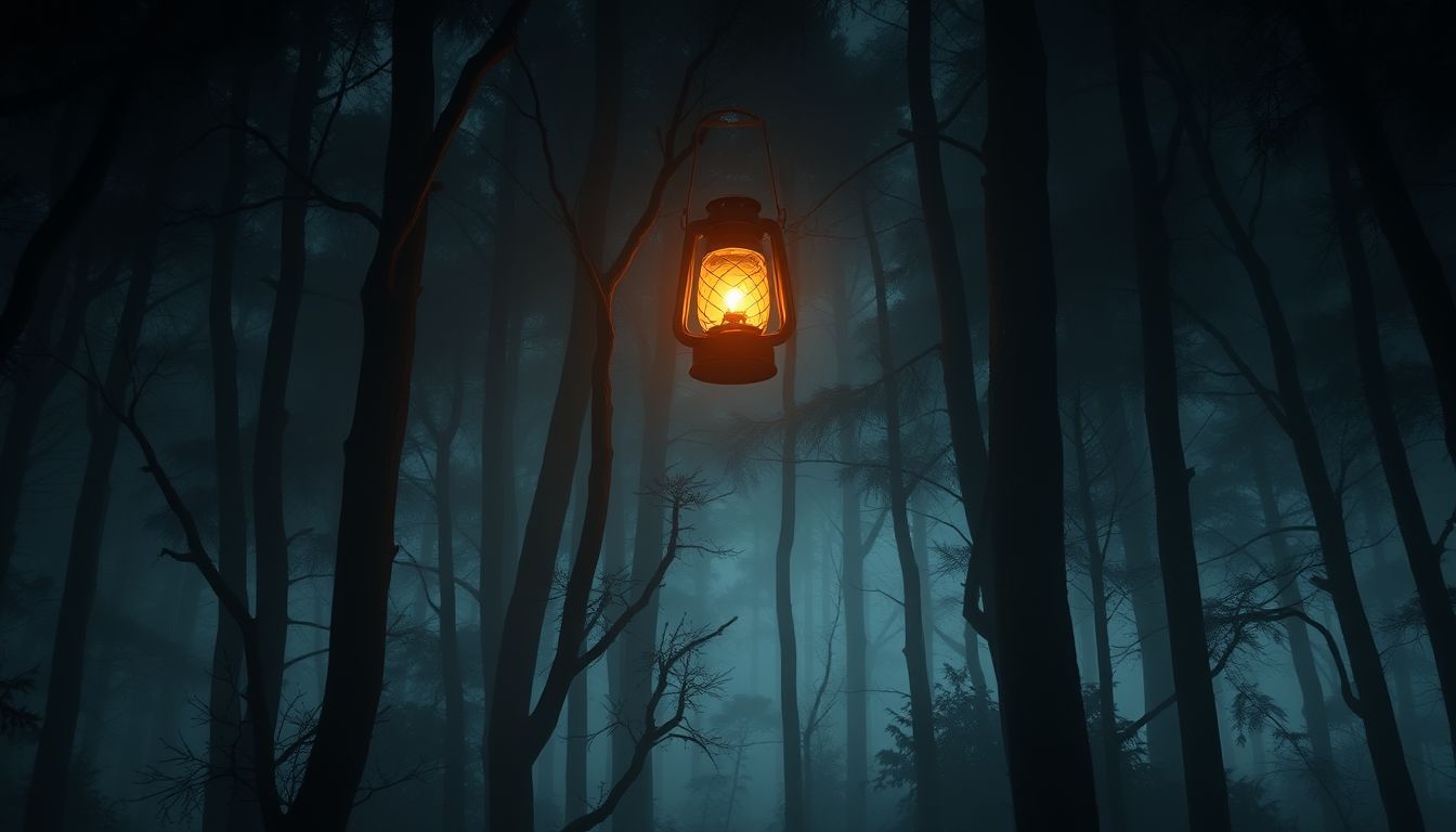 A viharlámpa az erdei álmokban útmutatóként jelenik meg.