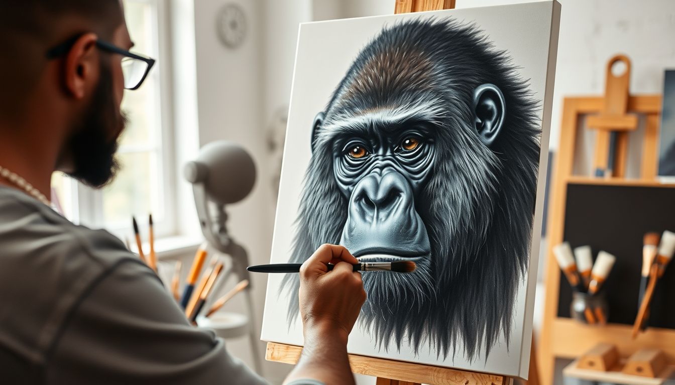 A gorilla festése a belső erő kifejezését jelképezi.