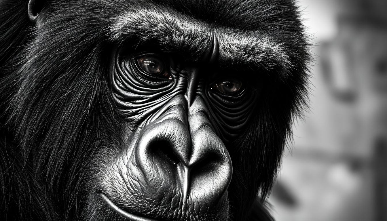 A fekete-fehér gorilla álom a belső harcra utal.