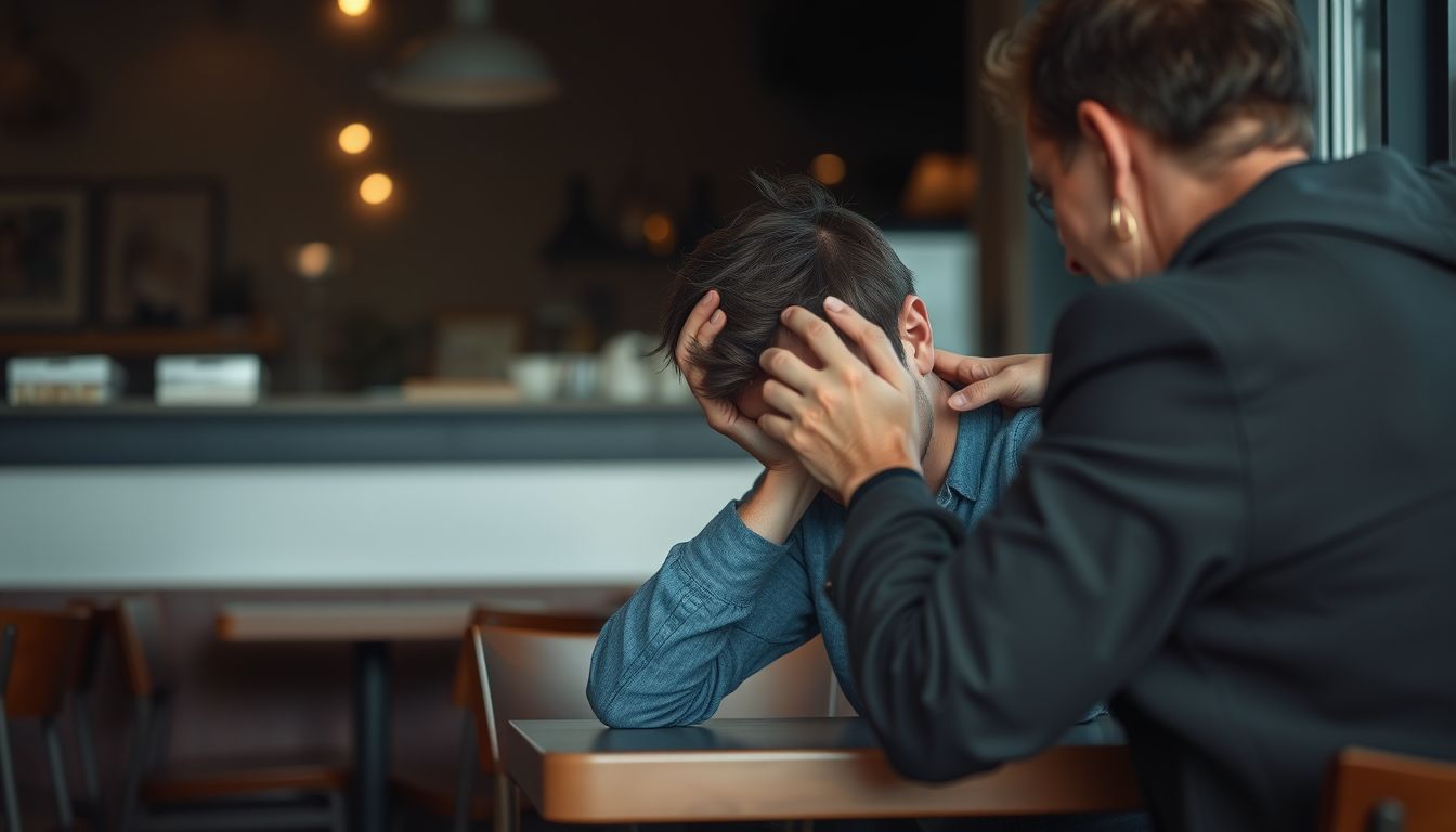 A barát csődje álmában empátia és aggodalom tükröződik.