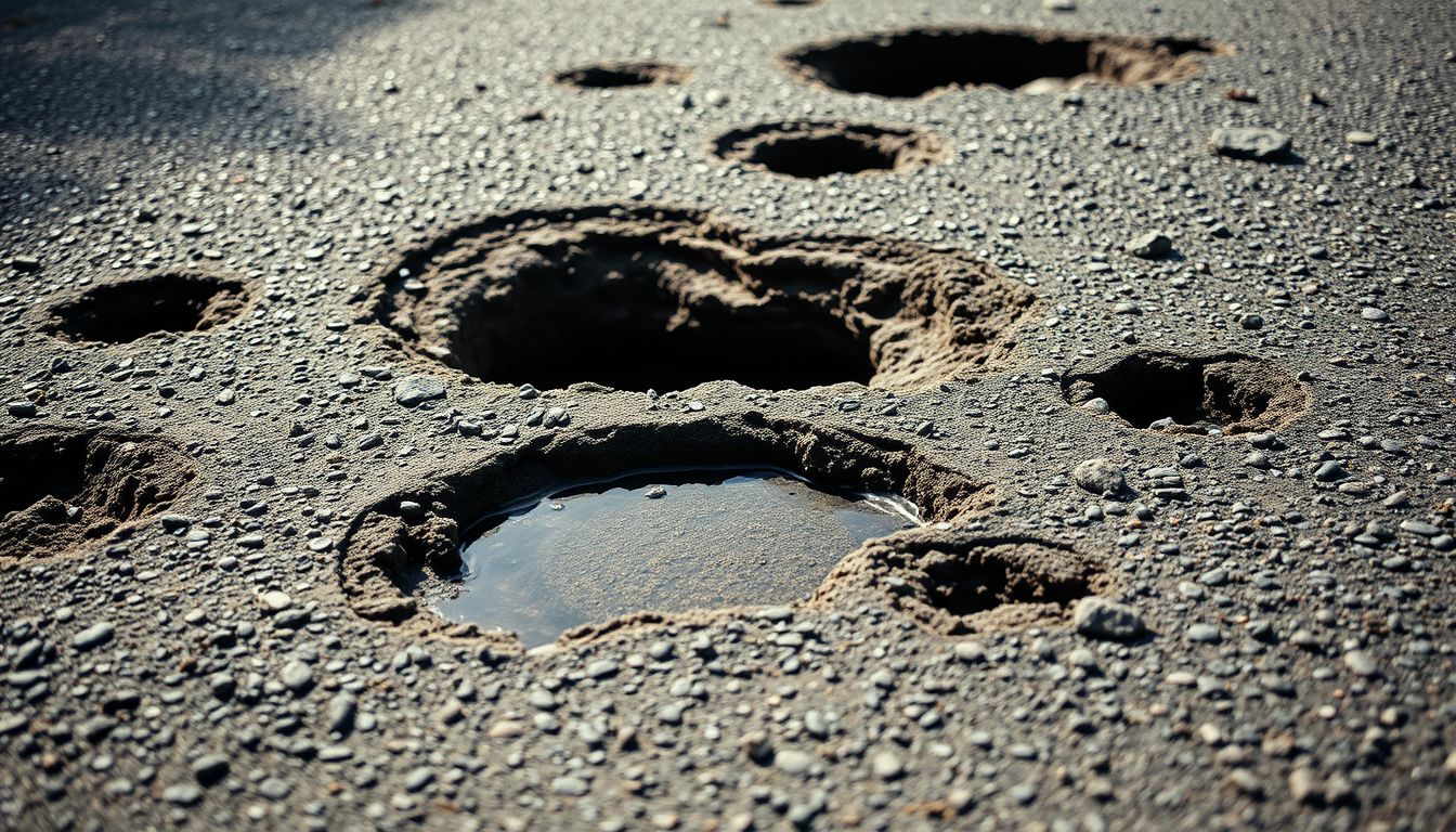 A kátyúk mérete az élet kihívásainak súlyosságát jelzi.