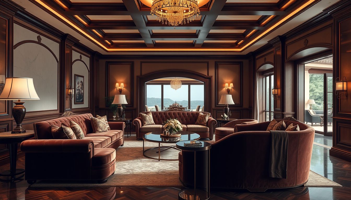 A luxusvilla kárpitozott bútorai a gazdagság szimbólumai.