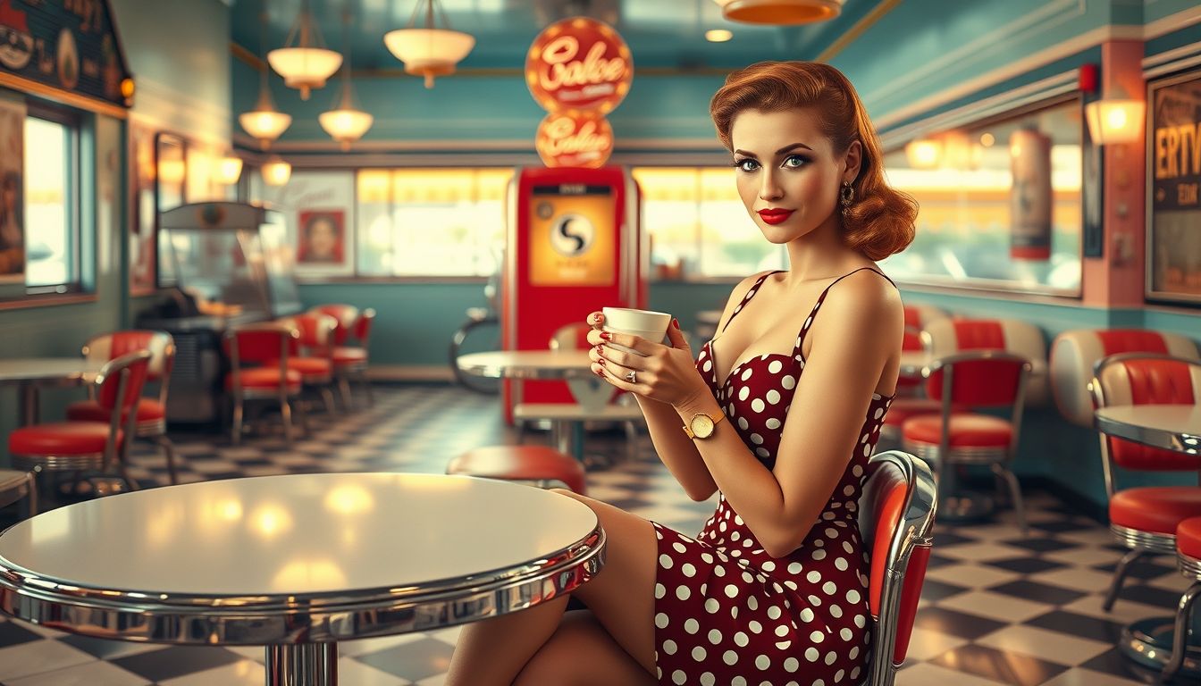 A pin-up stílusú kávézóban álmodni nosztalgikus hangulatot sugall.