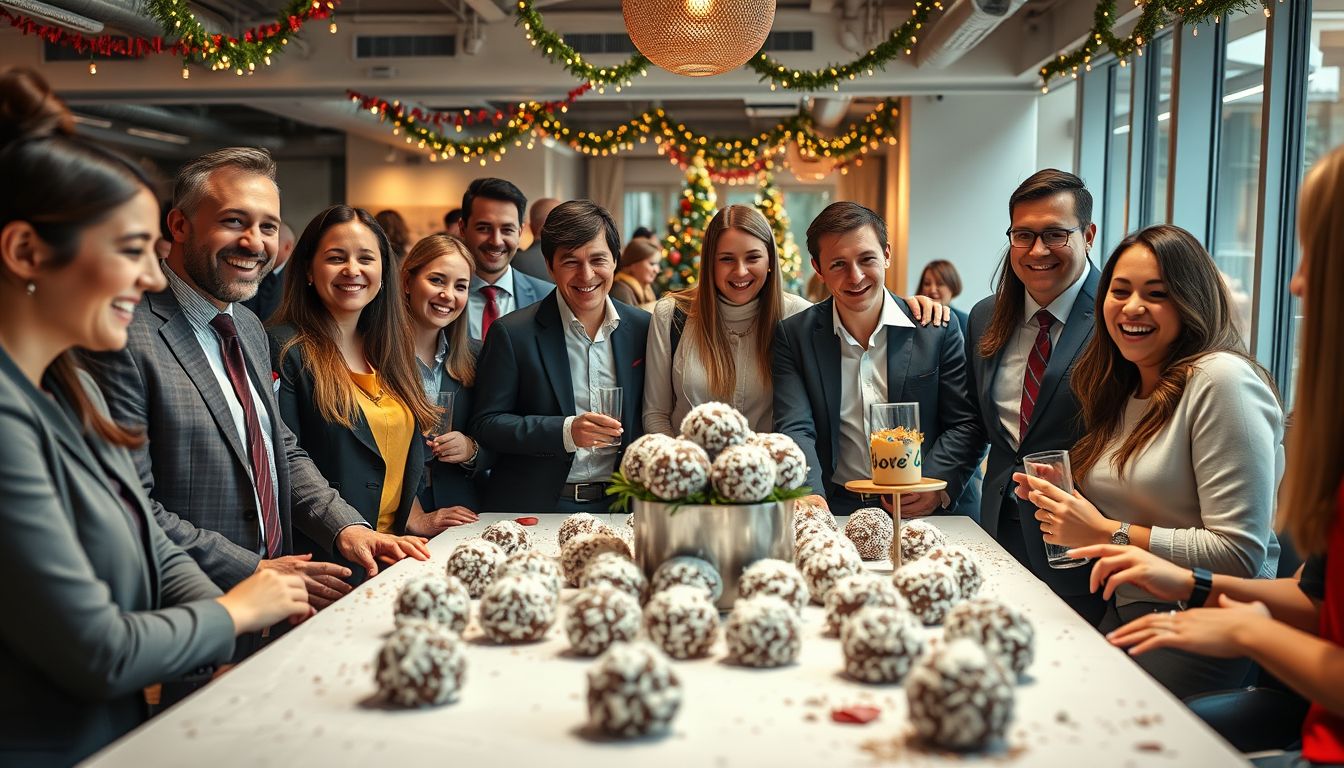 Kókuszgolyó munkahelyi rendezvényen sikeres csapatmunkát jelképez.