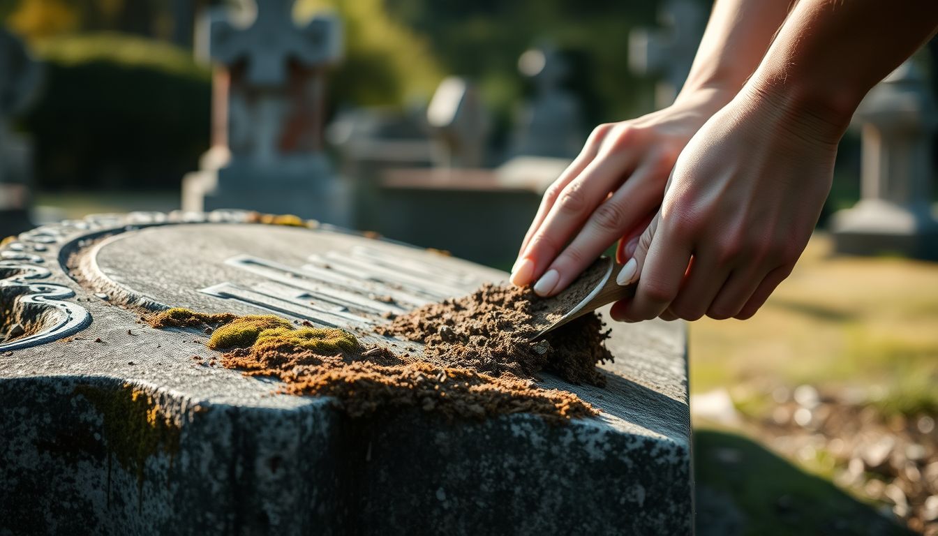 A sírról való lekaparás a múlt elengedését jelképezi.