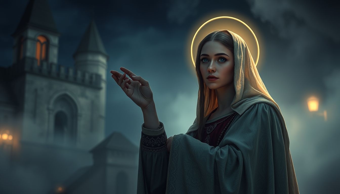Szent Hedvig álomban megjelenése békét és védelmet jelez.