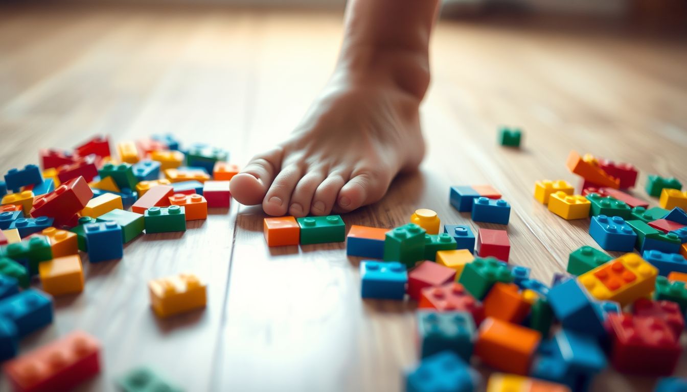 A Lego kockákra lépés álomban figyelmeztetés a fájdalomra.