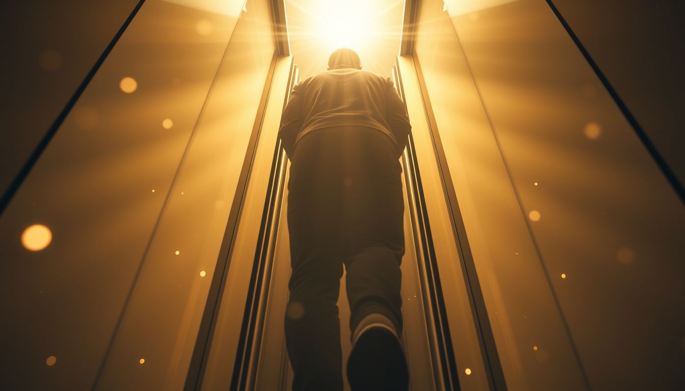A magasabb célok álombeli liftje a lélek felemelkedését jelzi.