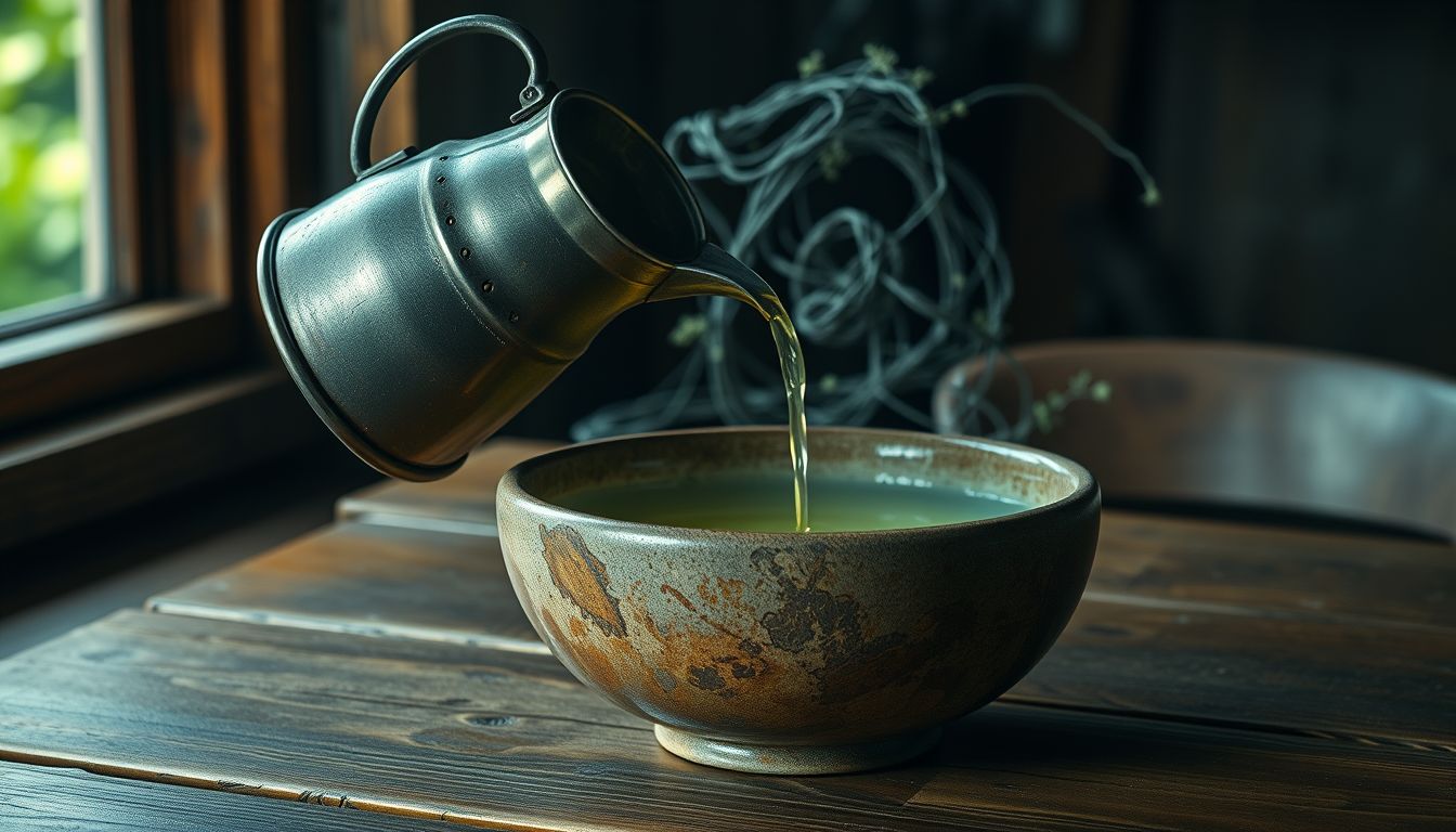 Az ismeretlen folyadék rejtett érzelmi tartalmakat szimbolizál.