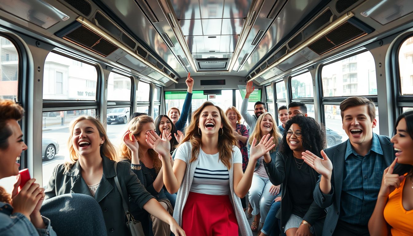 A buszon való éneklés önkifejezés és társas kapcsolatok jele.