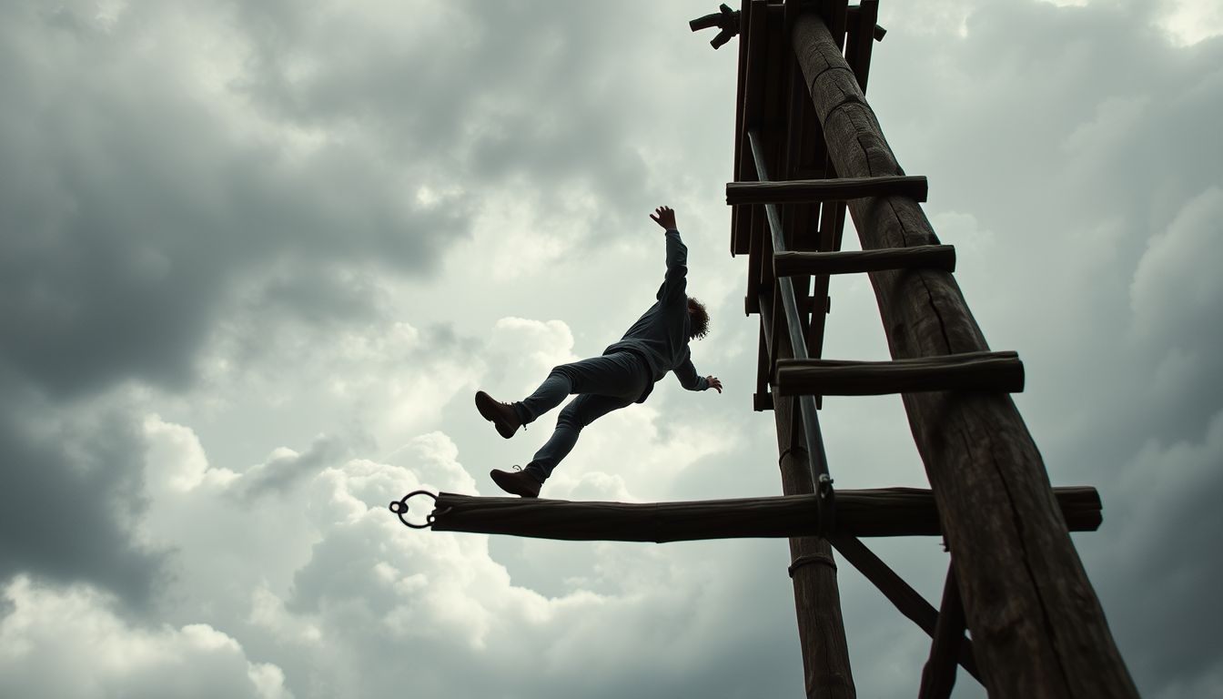 Állványról leesni álomban a félelem és bizonytalanság szimbóluma.