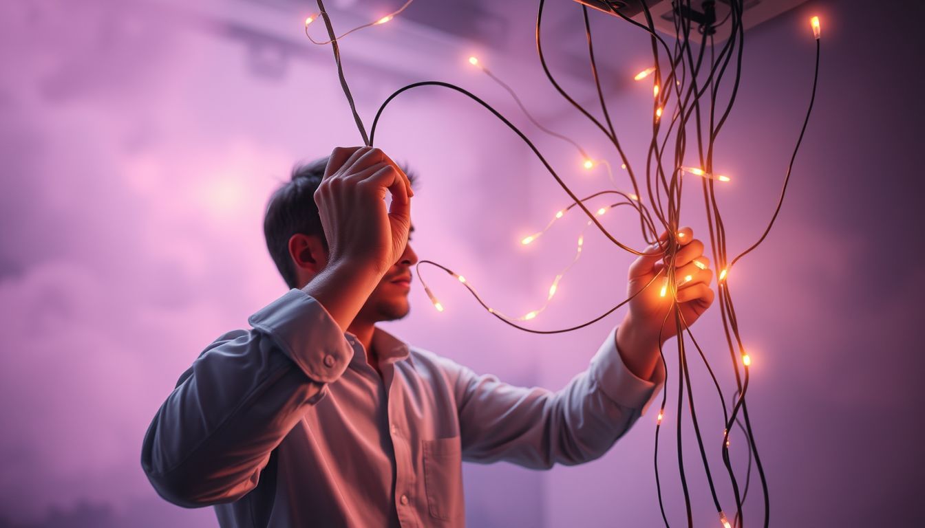 Álomban villanyvezeték szerelése új lehetőségek energiáját jelzi.