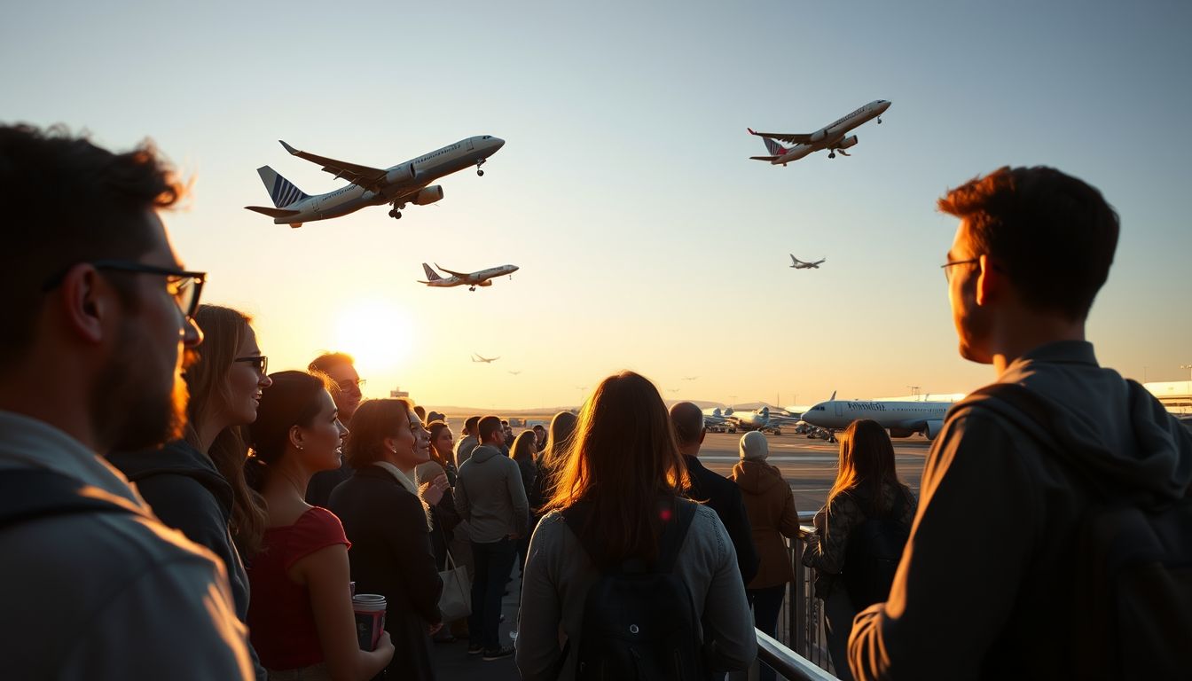 A 17. repülőtéren repülőgépek nézése új álmokat szül.