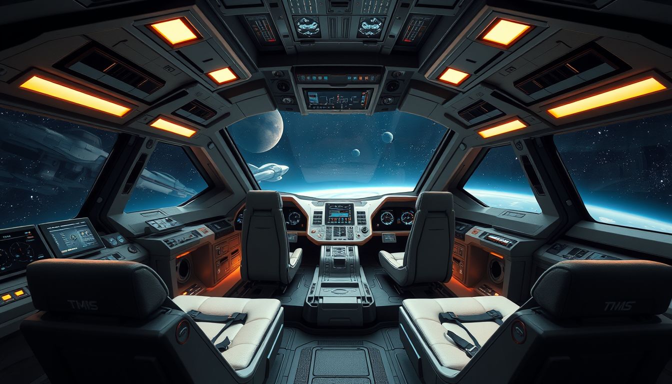 Az űrhajó utastere a belső biztonság és kényelem szimbóluma.