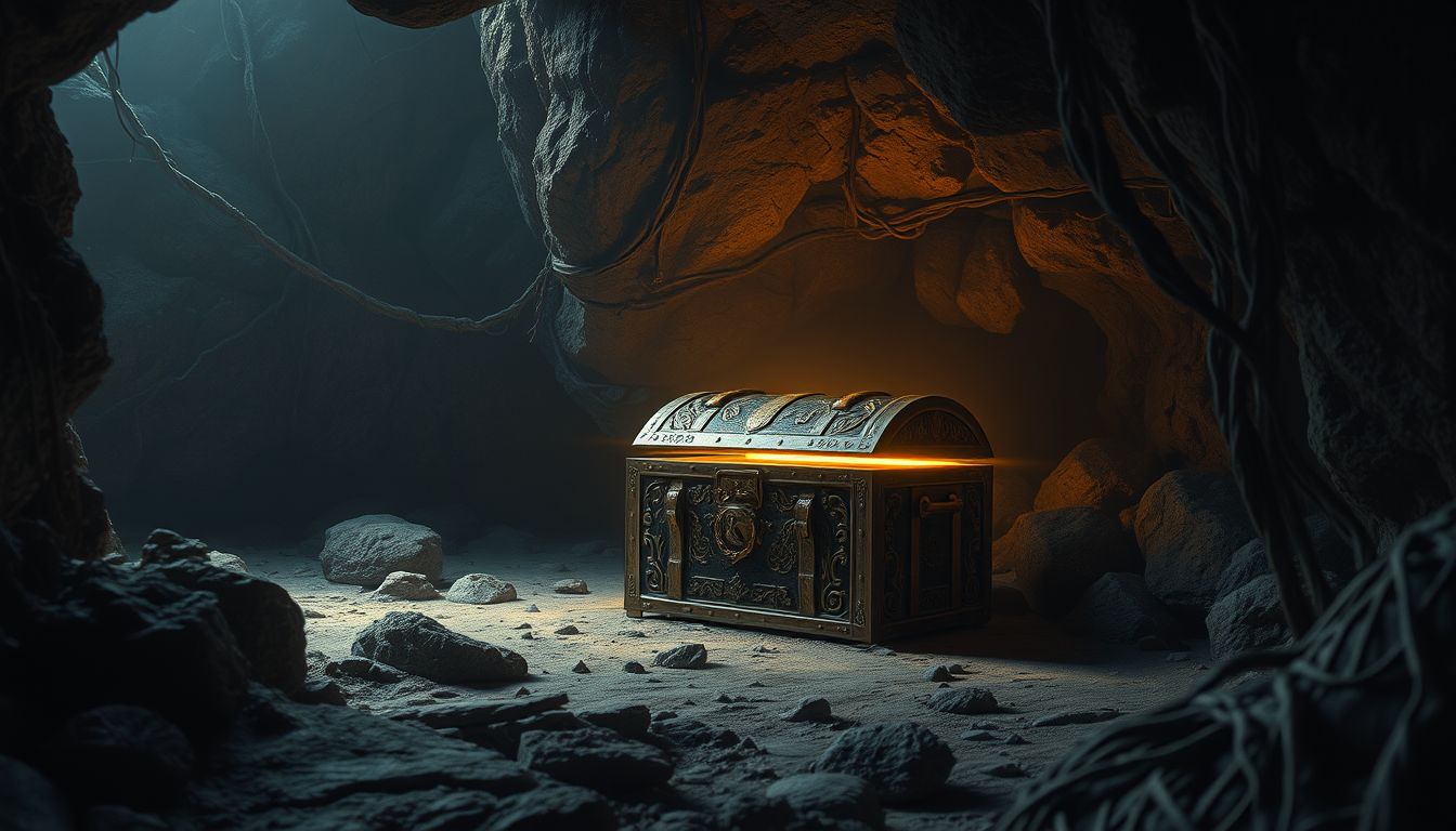 A kincsesláda barlangban rejtett értékek szimbolikája álomban.