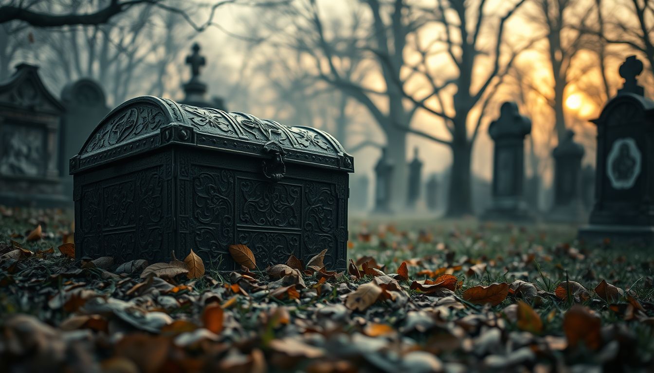 A temetőben talált kincsesláda a múlt titkait jelenti.