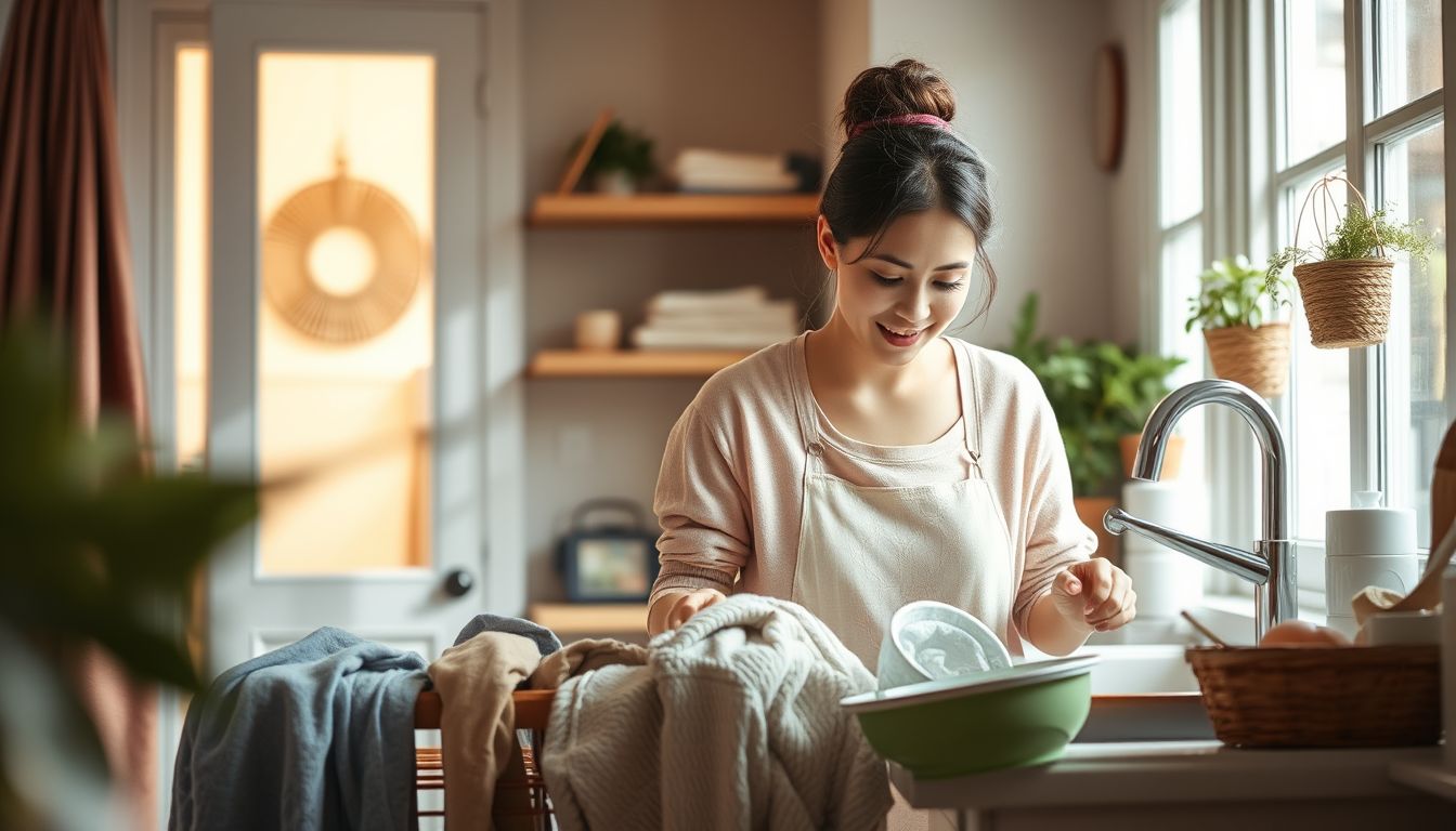 Az anya házimunkája az otthoni rend és gondoskodás szimbóluma.