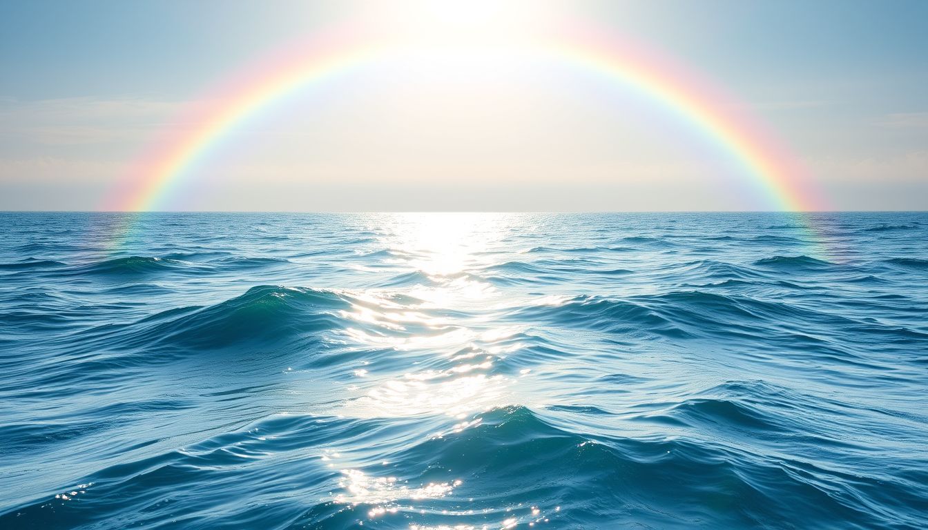 A szivárvány alatti hullámok békét és reményt jelentenek álmokban.