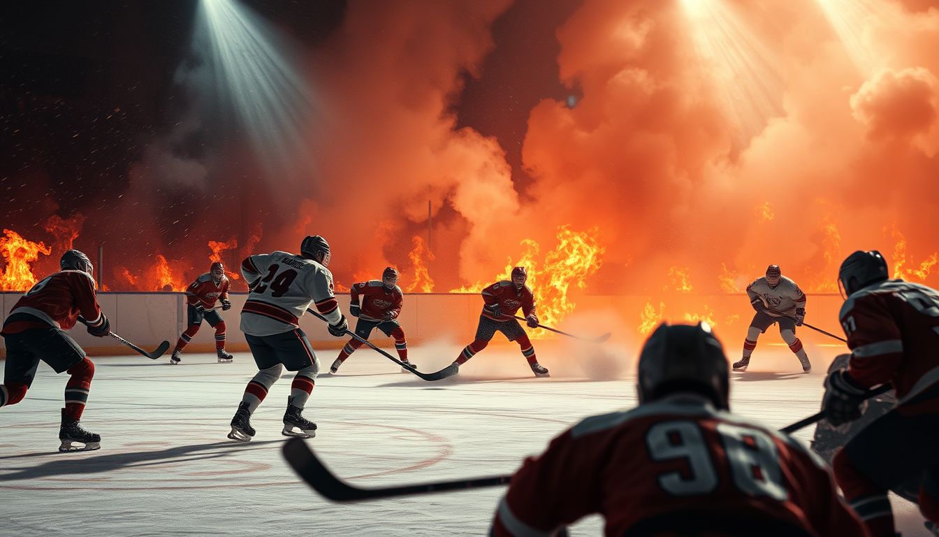 A pokolbéli jégkorong küzdelem a belső konfliktust jelképezi.