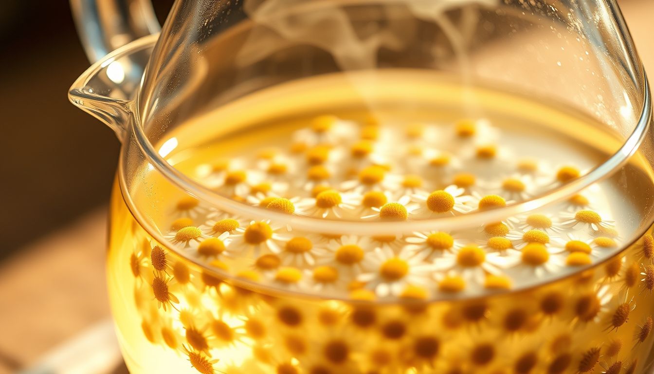 Kamillatea készítése álomban nyugalmat és gyógyulást jelképez.