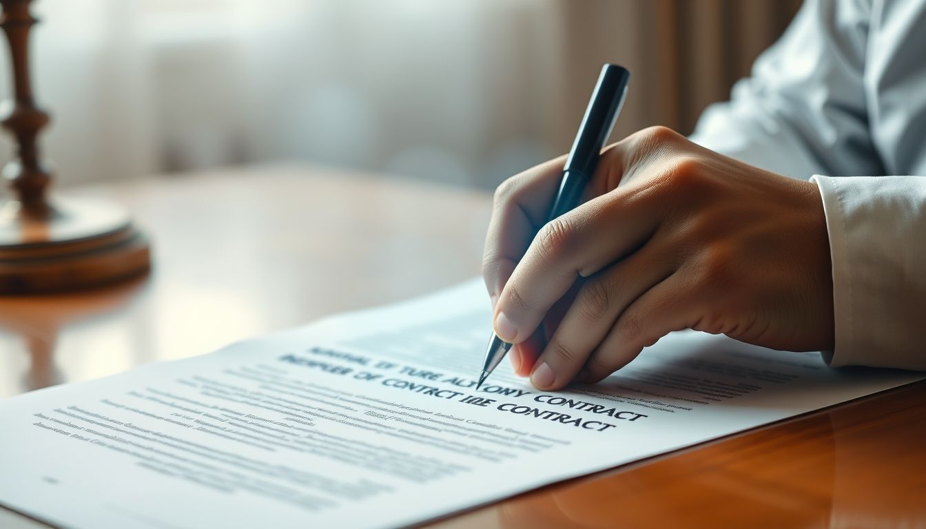 Az álombeli szerződés jogi kötelezettségek és döntések szimbóluma.