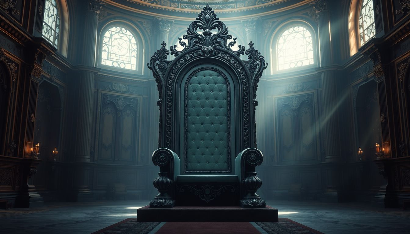 Az üres trón a hatalom elmúlását vagy új kezdetet jelzi.