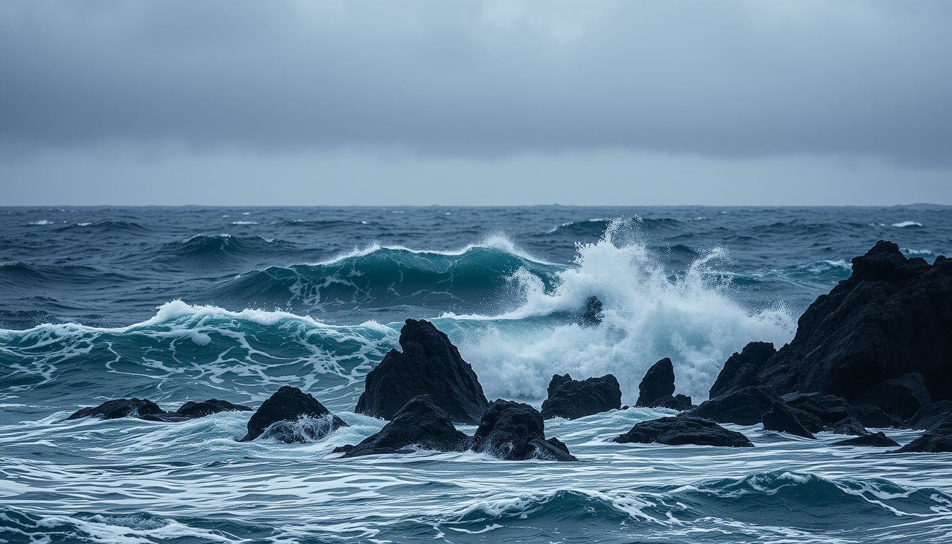 A zátony a viharban belső konfliktusok és nehézségek jelképe.