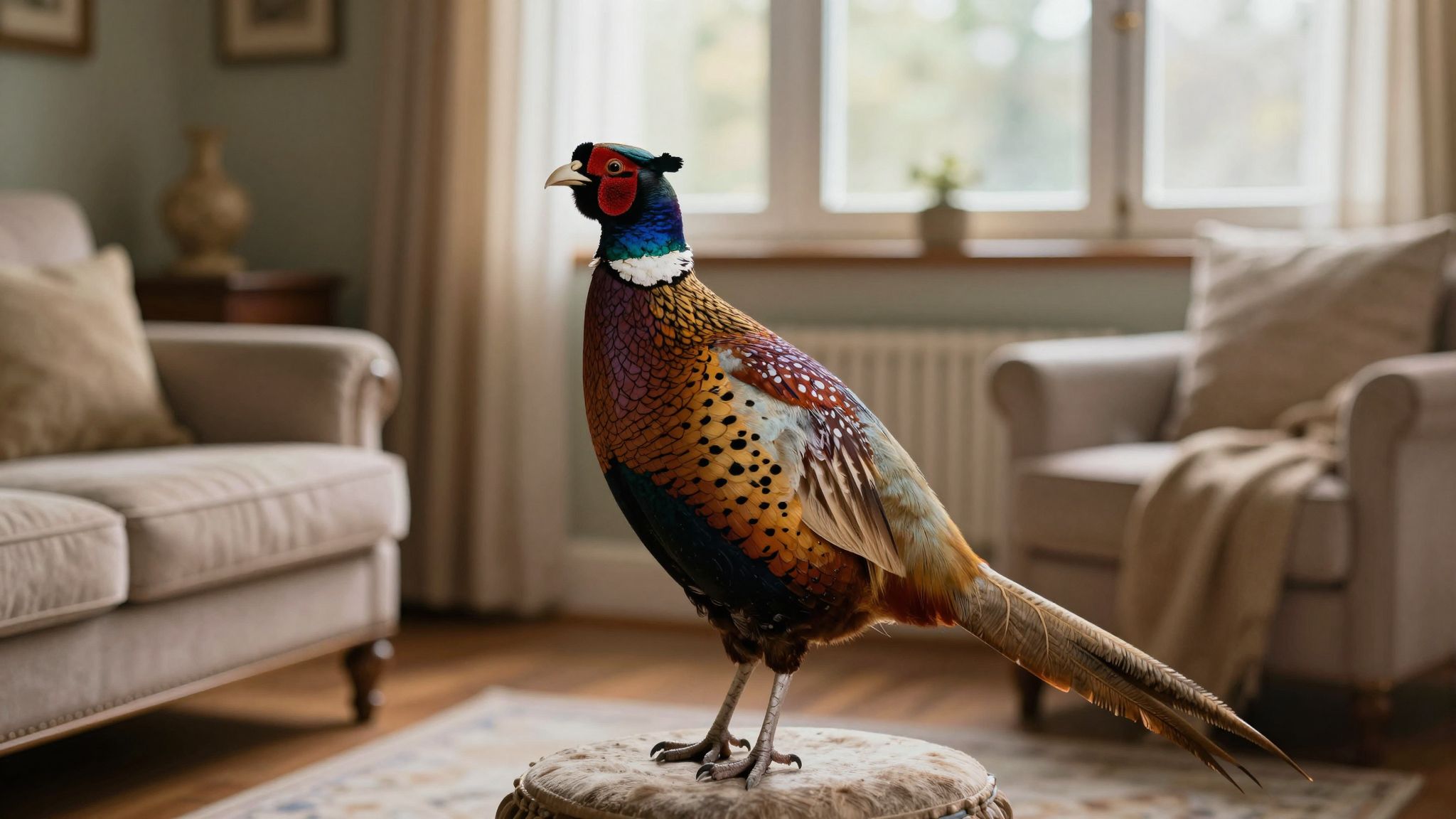 A házba tévedő fácán az óvatosságot jelzi, titkos üzeneteket hozva a lélek mélyéből.