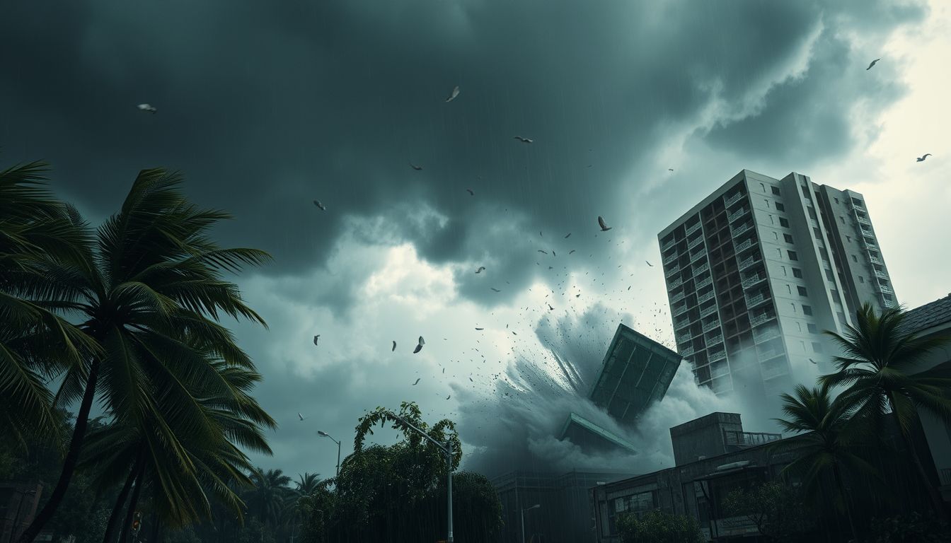 Az épület összedőlése a belső bizonytalanság szimbóluma.