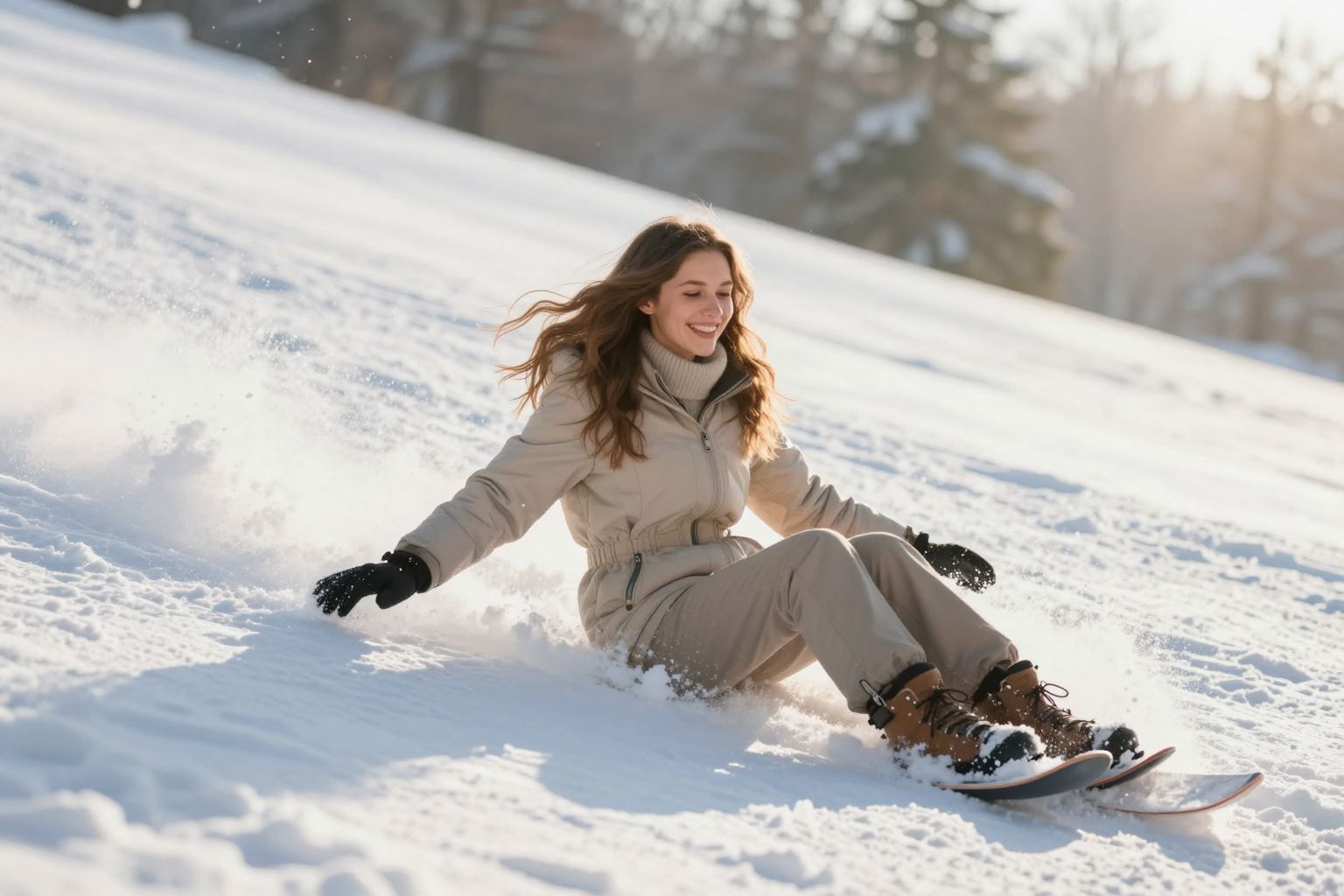 A hóban csúszkálás álomban a belső szabadság és felszabadult öröm könnyed tánca a lélek mélyén.