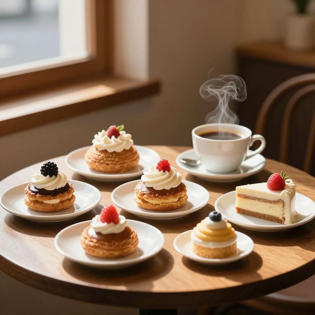 A kávéházi sütemények álma az édesség és nosztalgia varázslatos táncát idézi, a múlt ízei újraélednek.