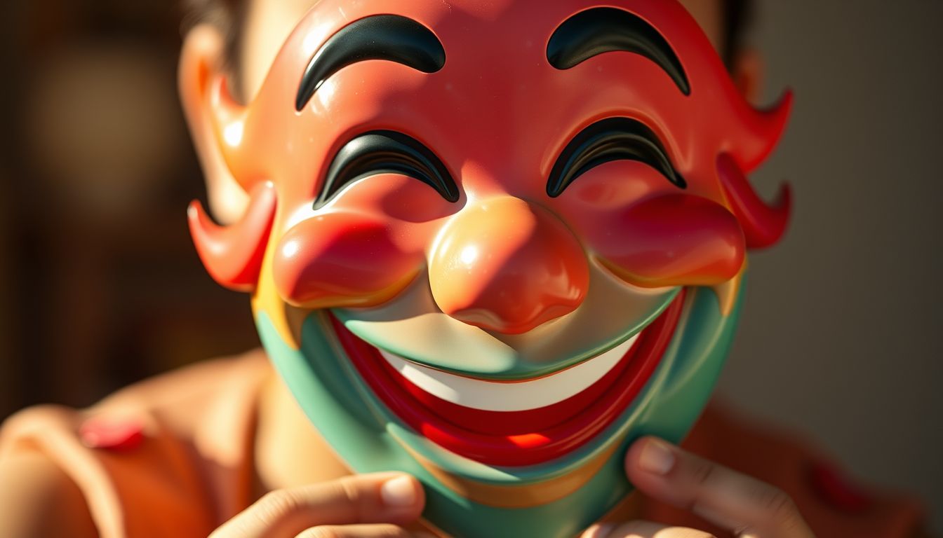 A nevető álarc az öröm és belső felszabadulás szimbóluma.