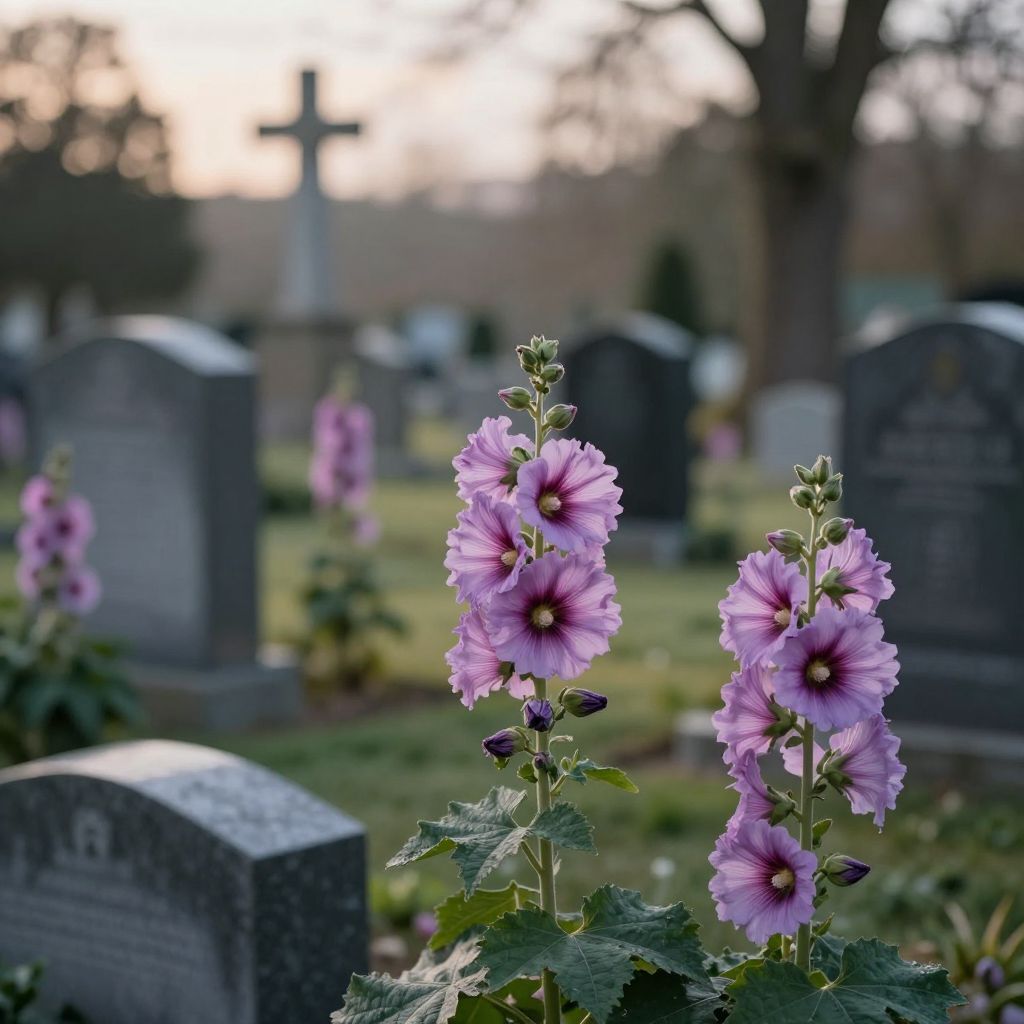 A mályva a temetőben álomban a múlt titkait és az elveszett lelkek nyugalmát idézi meg misztikus fénnyel.
