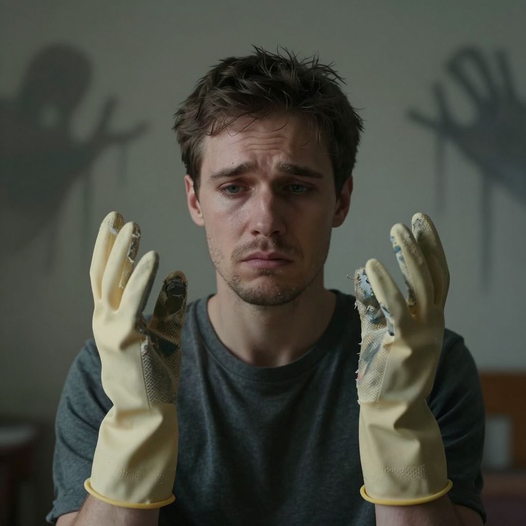 Az álombeli szakadt gumikesztyű a sebezhetőséget és a felfedezés vágyát jelképezi, mély belső konfliktusokat jelezve.