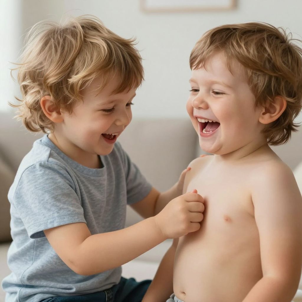 A gyermek csiklandozása álomban a tiszta öröm és szeretet varázslatos kapuját nyitja meg a lélekben.