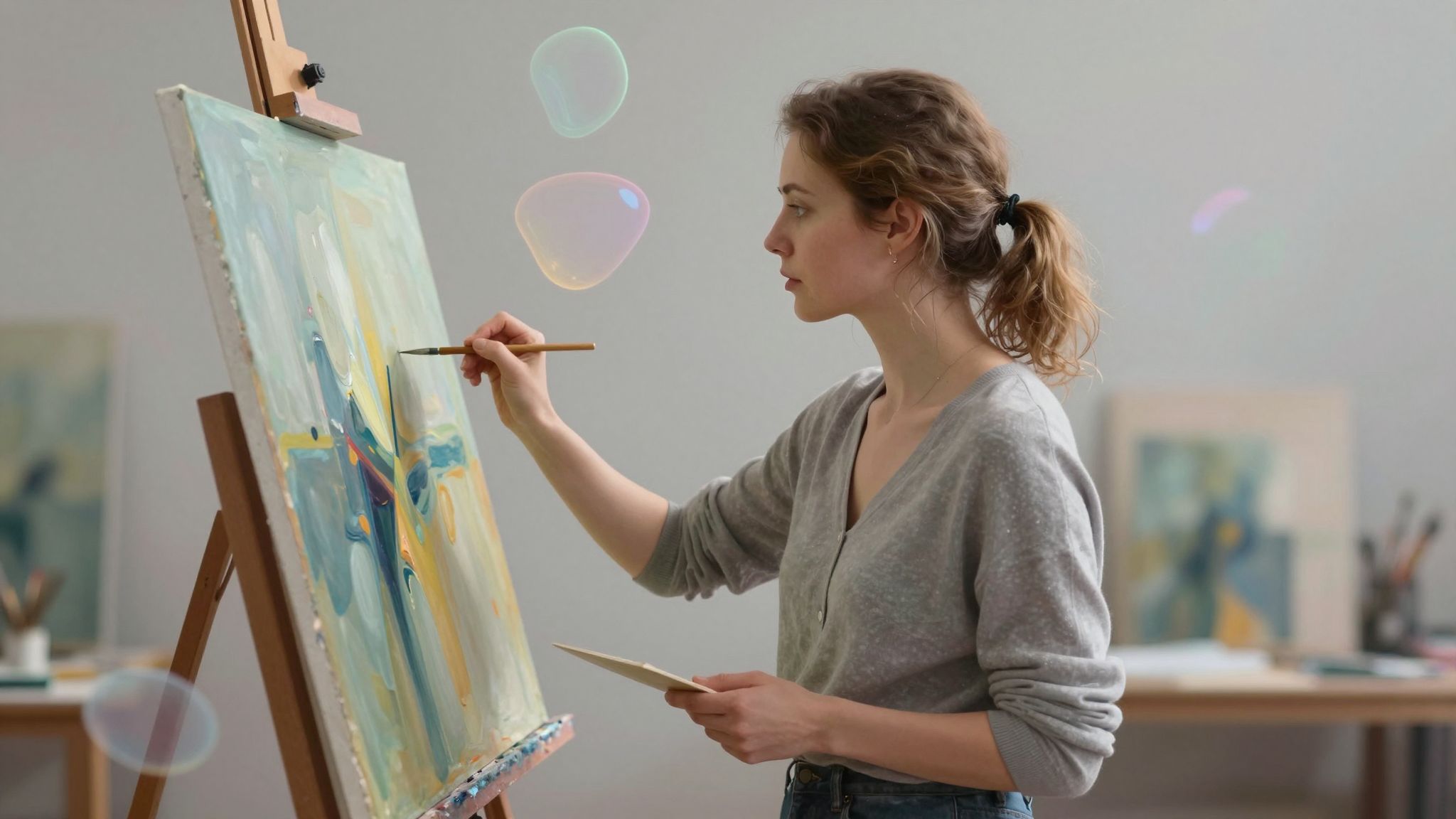 Az álombéli absztrakt kép festése a lélek rejtett vágyainak és érzelmeinek titokzatos szimbolikája.