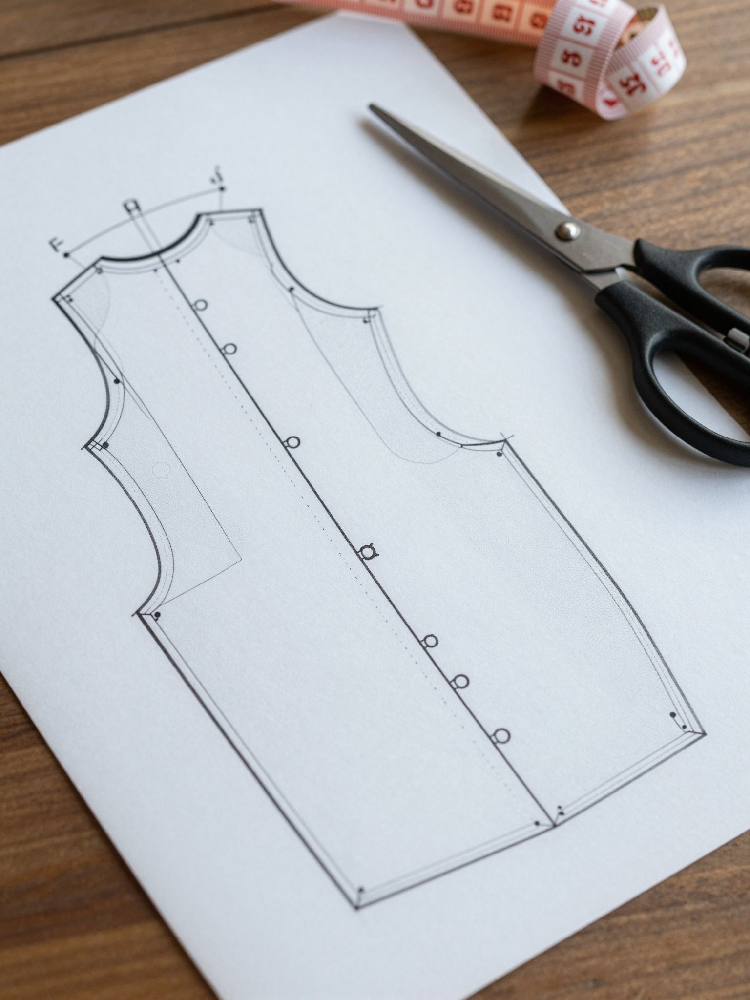 A papíron lévő szabásminta álomban a sors precíz terveit jelzi, mely titkokat és lehetőségeket rejt.