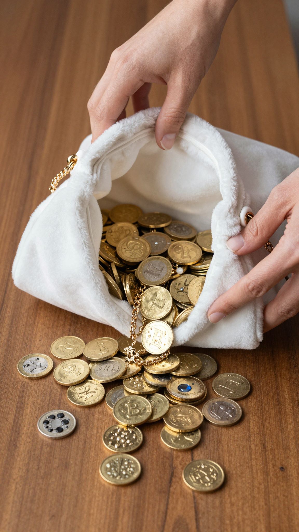 A bársonyos táska álomban a rejtett kincsek őrzője, ígéret a bőség és az élet gazdag titkaira.