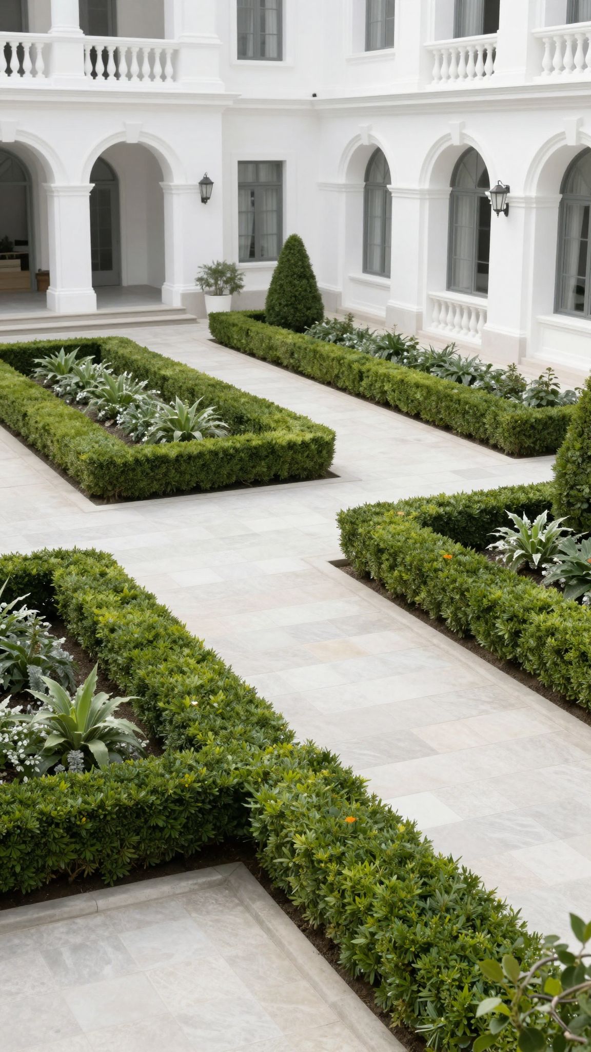 A tiszta, rendezett udvar a lélek rendjét és belső békéjét jelképezi, ahol minden titok harmóniába olvad.