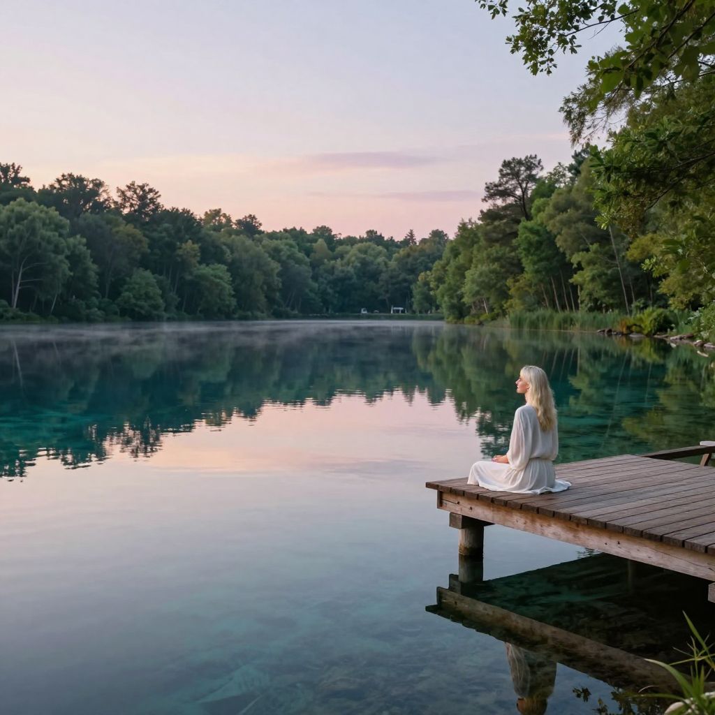 A tó mély nyugalma a lélek titkos mélységeit rejti, ahol az álmok és vágyak csendben születnek.