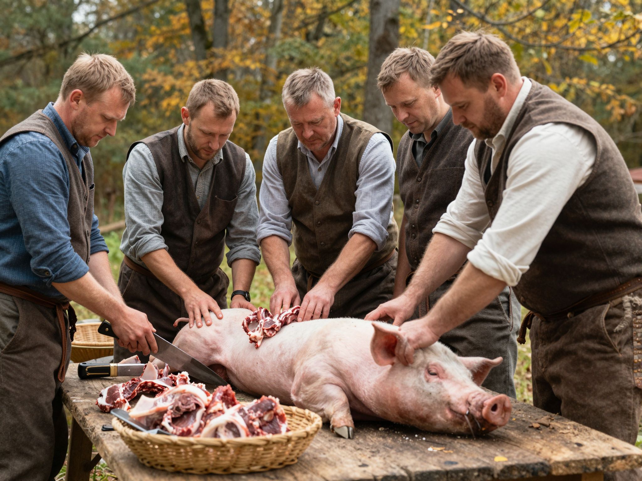 Az ismeretlen emberek a disznótoron titkokat és elfeledett kapcsolódásokat szimbolizálnak a lélek mélyéből.
