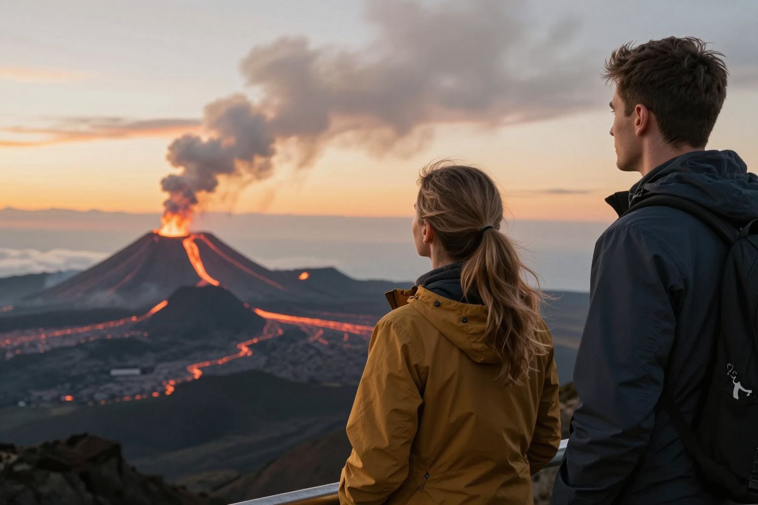 A távoli vulkán tűzörvénye a rejtett vágyak tombolását és az érzelmek mély átalakulását jelképezi az álomban.