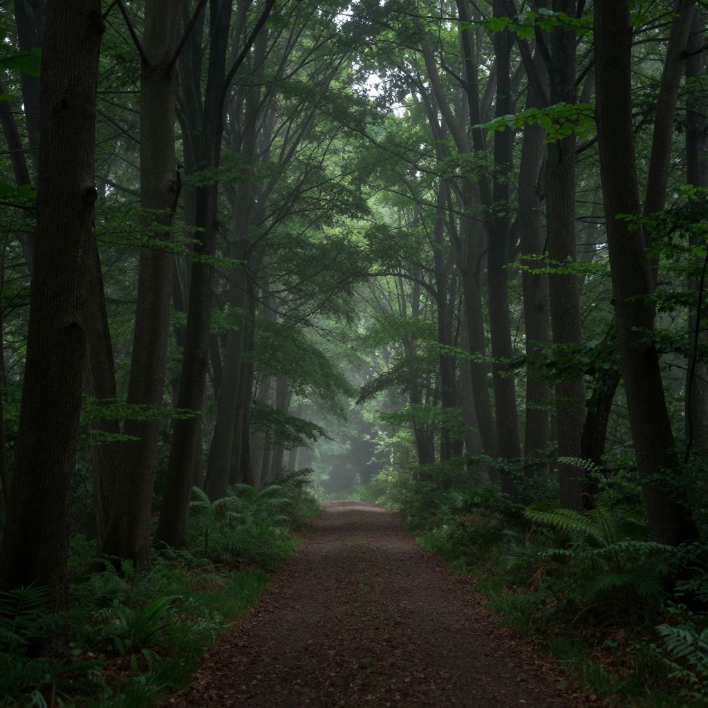 Az erdő sűrűje rejtett ösvényeket tár fel, melyek a lélek titkos mélységeit és rejtett vágyait szimbolizálják.