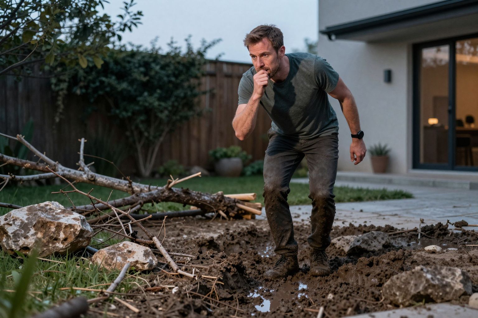 Az udvaron lévő sár az elakadt érzelmek szimbóluma, mely akadályozza előrehaladásod útját.