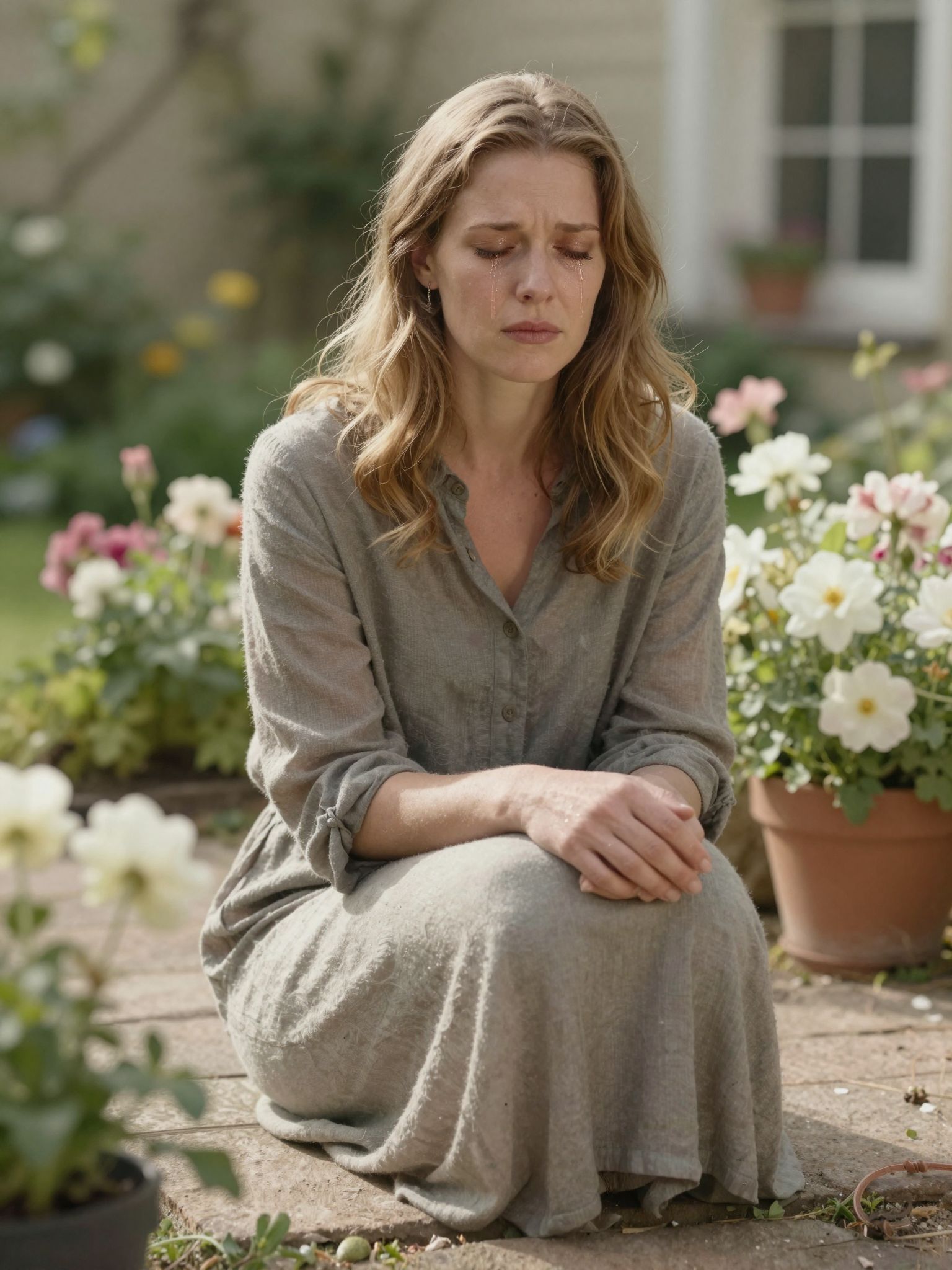 Az udvaron lévő sírás álma felszabadító könnyeket szimbolizál, melyek tisztítják a lélek rejtett fájdalmát.