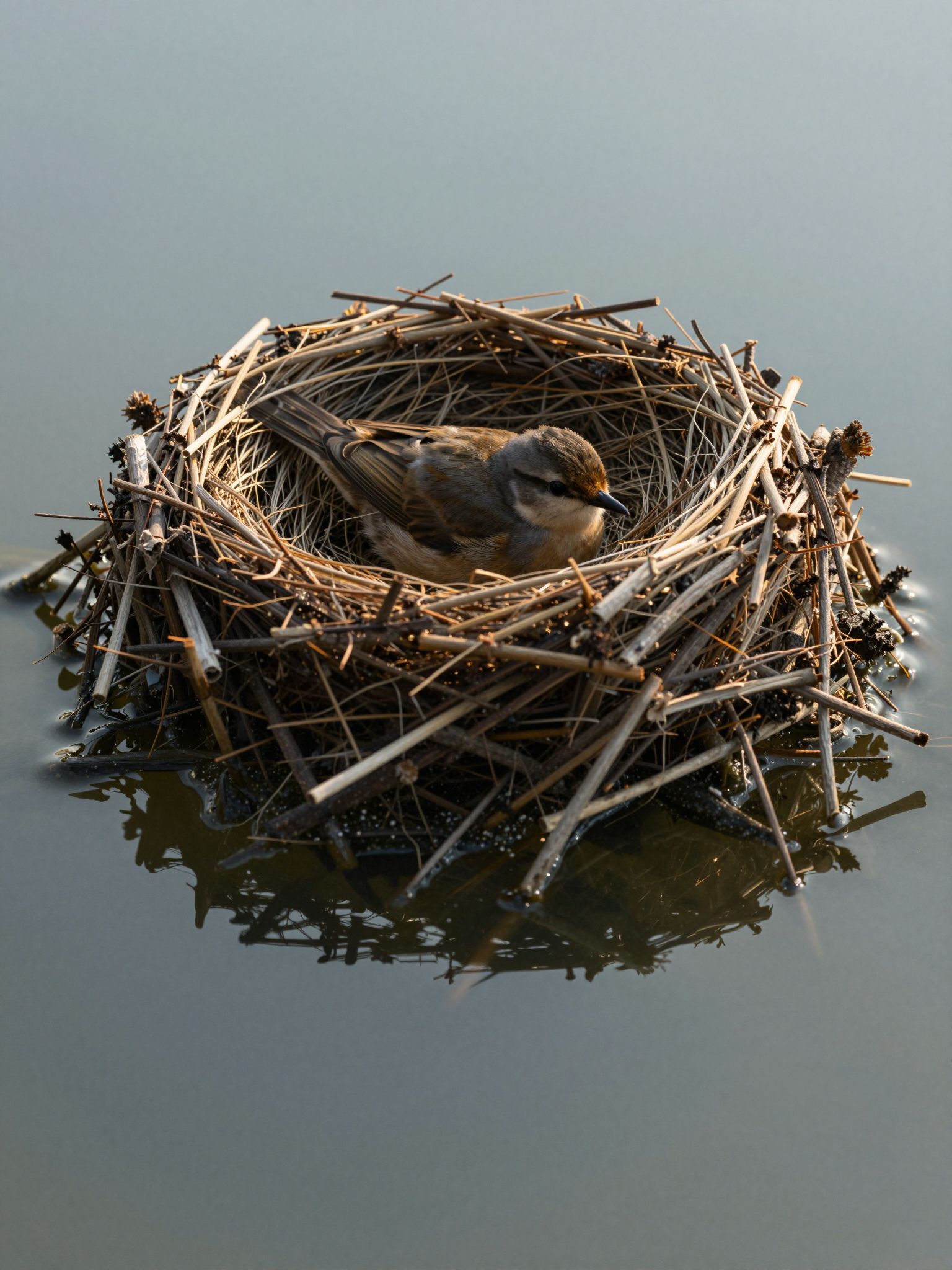 A vízben ringó fészek a lélek mélyére vezet, ahol érzelmi biztonság és nyugalom lakozik, mint egy titkos szentély.