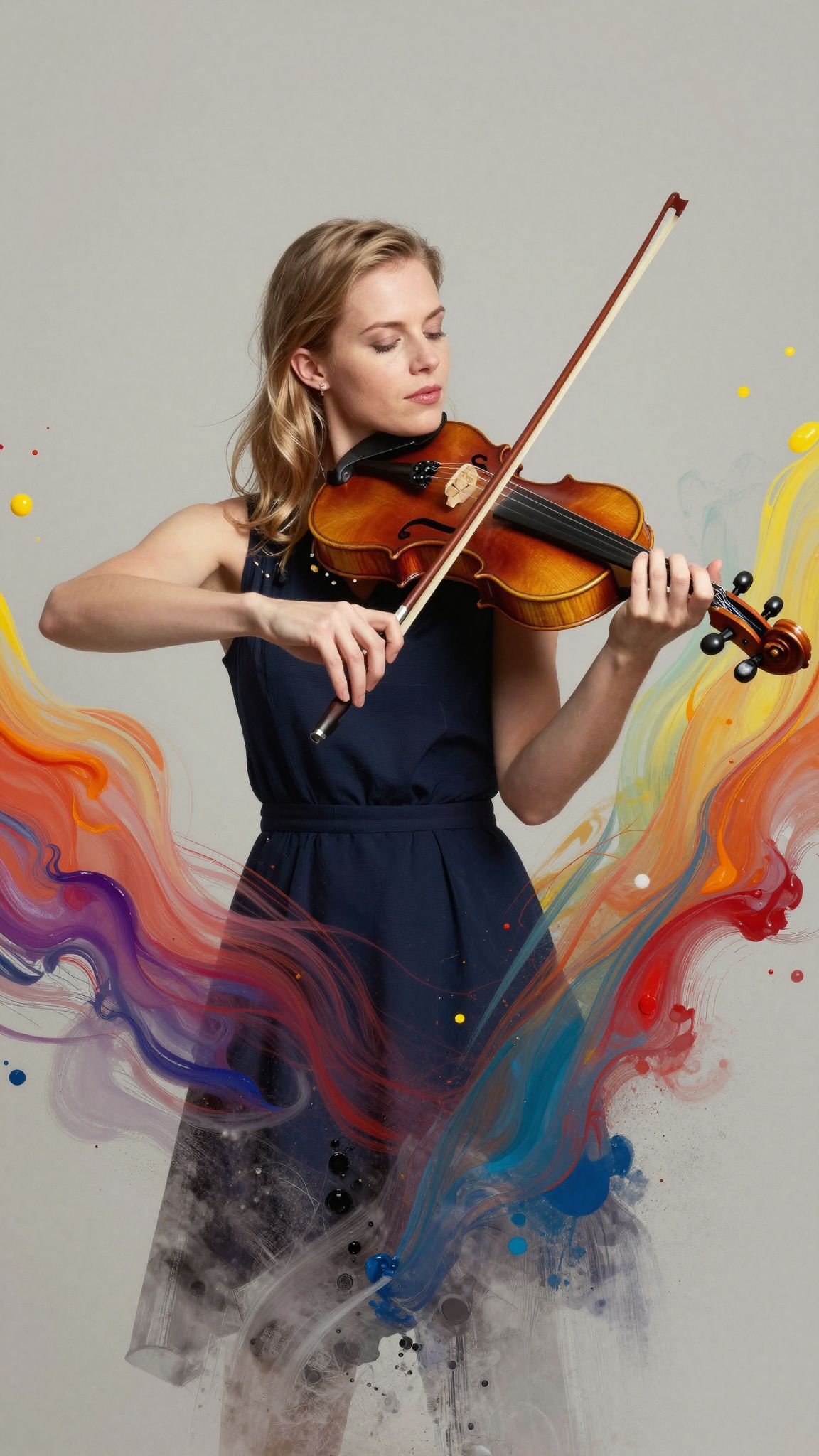 A hegedű és festés álomban összefonódik, színek és dallamok táncolnak a lélek mély, titkos világában.