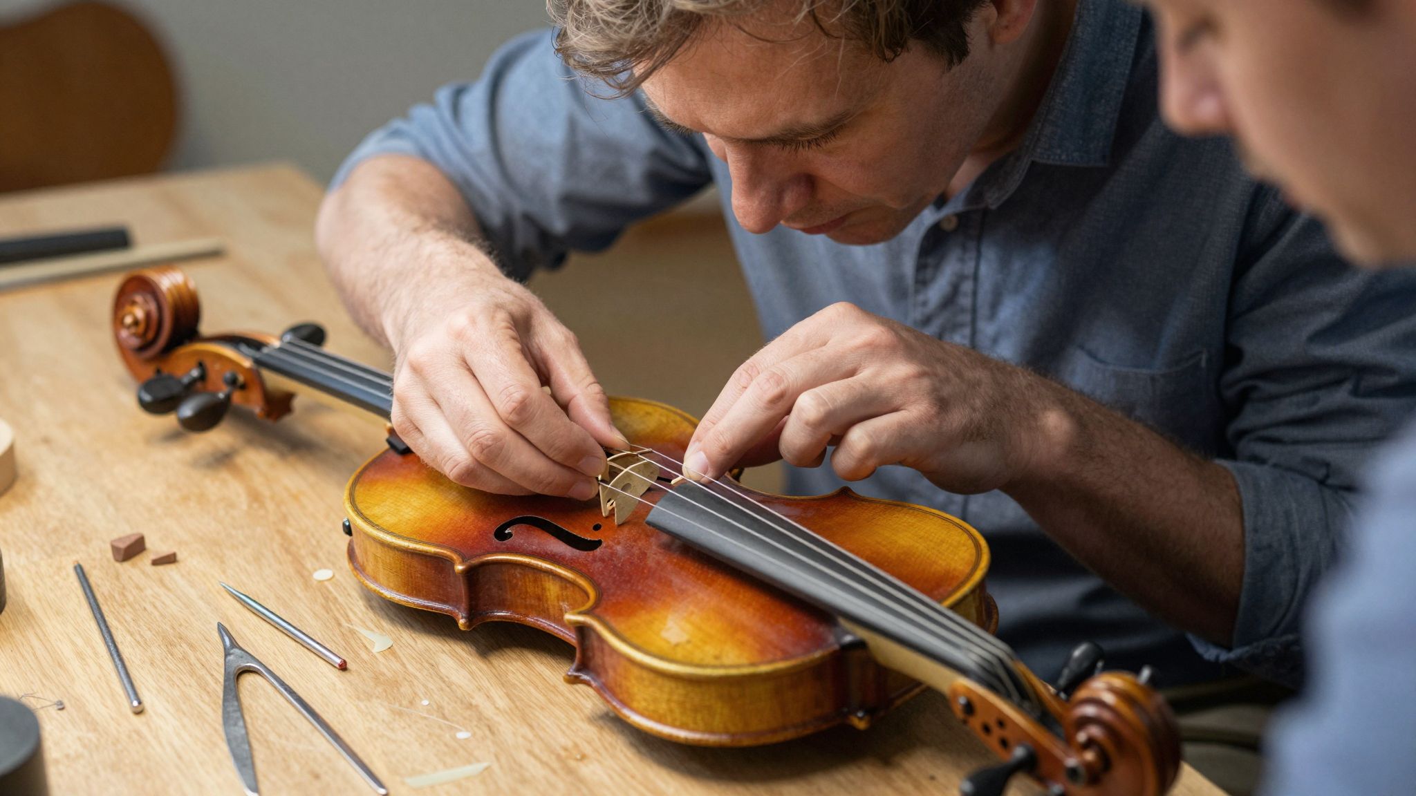 A hegedű javítása álomban az érzelmi sebek gyógyulását jelzi, ahol a lélek harmóniára lel a vihar után.