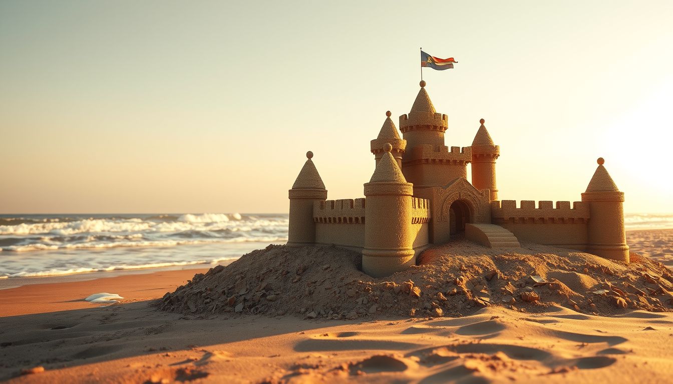 A homokvár az elmúló emlékek múló szépségét szimbolizálja.