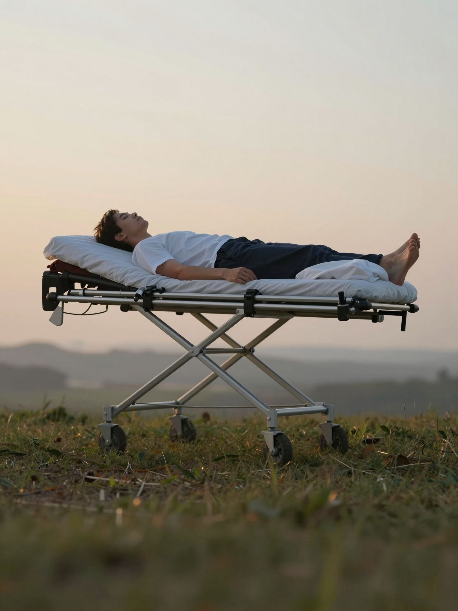 A hordágyon repülés álomban a szabadság és kiszolgáltatottság különös táncát jelképezi, mely új kezdetet ígér.